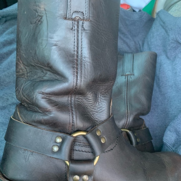 FRYE Harness 12R Boots Moto Biker Brown Leather Men's US 12 - Picture 2 of 7